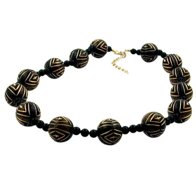 Produktbild von Kette Schmuckperle Kunststoff schwarz-goldfarben schwarz 50 cm