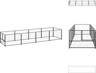 Obrázok produktu pre vidaXL Psia búda čierna 4 m² oceľ - Psie búdy a výbehy