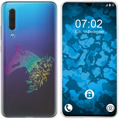Produktbild von PhoneNatic Case kompatibel mit Huawei P30 Silikon-Hülle Floral Pferd M5-4