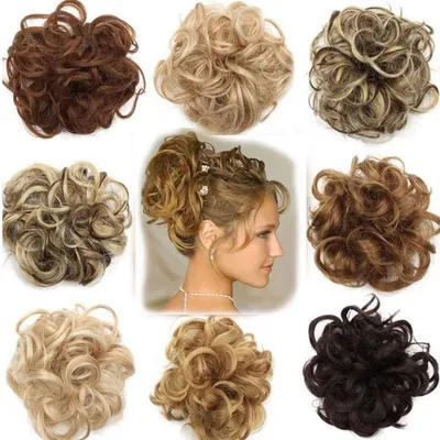 Zdjęcie produktu dla Gumka do włosów, element do włosów, zagęszczacz do włosów, warkocz, scrunchie, kolor: od brązowego do ciemnobrązowego, 30g, włókna syntetyczne