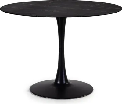 Image de CALICOSY - Table ronde avec plateau en verre imitation marbre  L110 cm - ADA