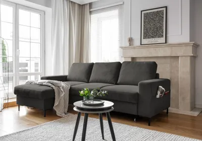 Produktbild von MIUFORM Lofty Lilly - Ecksofa mit Bettfunktion und Bettkasten L-FORM LINKS - 236x148cm - Grau - Sofa Schlafsofa Couch