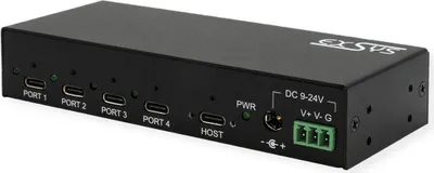 Immagine prodotto di EXSYS GmbH 4 porte USB 3.2 Gen 2x1 in metallo con 4 connettori a C, alimentazione 3A (EX-12294HMS)