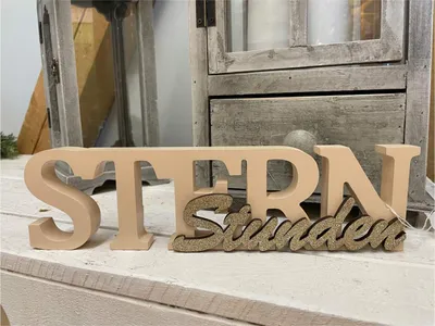 Produktbild von Dekoschriftzug "Sternstunden" aus Holz 29,0 x 8,0 cm - 19134 | Rosa / Gold