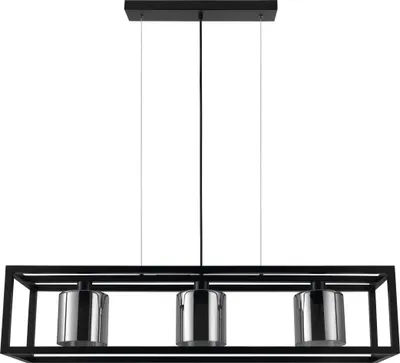 Produktbild von EGLO Hängelampe Brisling, Pendelleuchte Esstisch, Deckenlampe hängend, Stahl in schwarz, Glas bedampft in schwarz-transparent, E27 Fassung