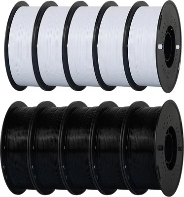 Zdjęcie produktu dla Filament do drukarek 3D KINGROON PETG 1,75 mm 10 kg czarno-biały - wysoka wytrzymałość, łatwość drukowania, brak pęcherzyków powietrza, przyjazność dla środowiska, precyzyjne i płynne drukowanie
