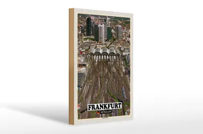 Produktbild von Holzschild Städte Frankfurt Blick auf Hauptbahnhof 20x30cm
