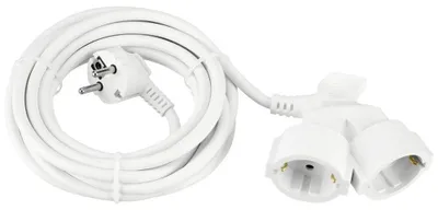 Zdjęcie produktu dla Przedłużacz REV, podwójne gniazdo - Kabel przedłużający z podwójnym wtykiem, 5 metrów, do użytku wewnętrznego - 3680W - Biały