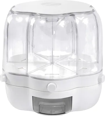 Produktbild von Luftdichter 360° drehbarer Müslispender mit 6 Fächern, 700 ml für platzsparende Küchenaufbewahrung, Lebensmittelbehälter, weiß - SPINBIN