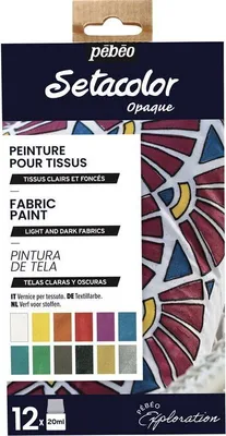 Obrázek produktu pro Sada 12 barev Setacolor pro světlé a tmavé látky - 12 x 20 ml.