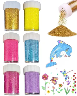 6 Glitzerstreuer, ultrafein, bunt, je 10 g, für Bastelarbeiten
