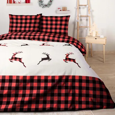 Produktbild von Darymex Flanela Weihnachtliche Baumwoll-Bettwäsche Set 220x200 cm