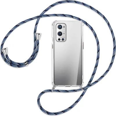 Produktbild von Handykette Backcover-Schutzhülle mit Band (Metall silberfarben) für OnePlus 9 - Blautöne