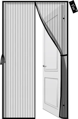 Image de Moustiquaire magnétique pour porte - Boucles latérales - Noir - 90 x 190 cm