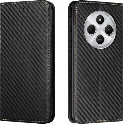 Obrázok produktu pre Puzdro pre Xiaomi Redmi Note 14 5G Carbon z umelej kože s magnetickým uzáverom a priehradkami na karty