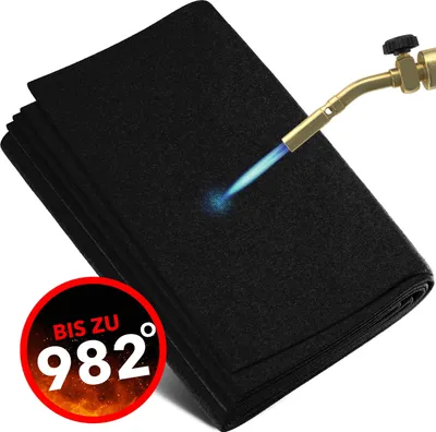 Produktbild von Feuerfeste Unterlage 30x60 cm - Hitzeschutzmatte hitzebeständig bis 982 °C - Brandschutzmatte als ideale Feuerschutzmatte - schwarz