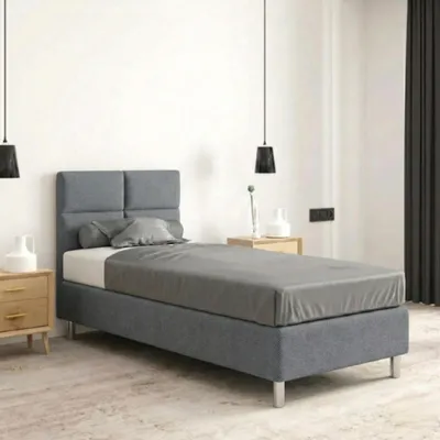 Produktbild von Hotelbett 80x200 cm - Grau - Polsterbett für Hotels und Pensionen - Boxspringbett - Wasserabweisend - Als Doppelbett Stellbar - SIMI