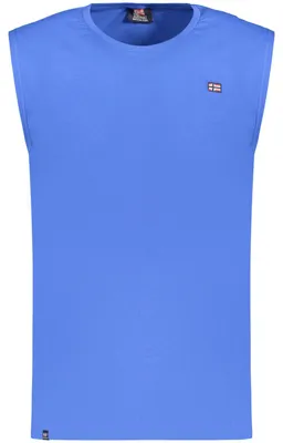 Immagine prodotto di Canotta da uomo blu con ricamo - Spalline larghe e scollo rotondo