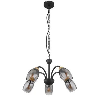 Produktbild von Pendelleuchte, Holzoptik, Glas Rauchfarbe, D 47 cm