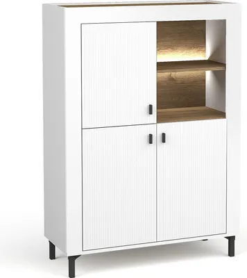Produktbild von Kommode Mossa Mo5 Wohnzimmerschrank 97X136X40 Cm 3 Türiger Schrank Weiß (Ohne Beleuchtung)