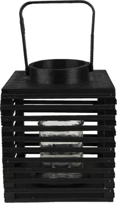 Produktbild von Clayre & Eef Windlicht 17x17x20 cm Schwarz Bambus