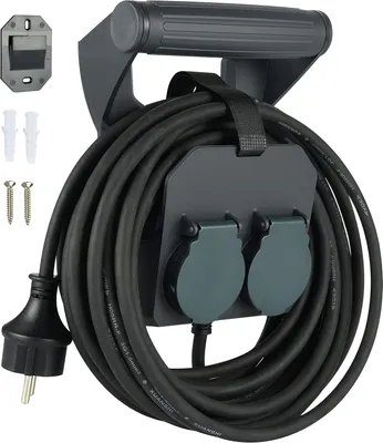 Imagen del producto de Electraline 01676: Cable de extensión IP44, 10 metros, cable H05RR-F 3G1.5, para uso en exteriores y en obras