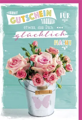 Produktbild von Gutschein - Glückwunschkarte im Format 11,5 x 17 cm mit Umschlag - Ros