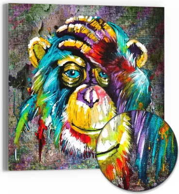 Produktbild von DEQOART Hybrid Leinwand Bild 50x50 cm 'Farbenfrohe Stille' Wandbild Glas flach modern