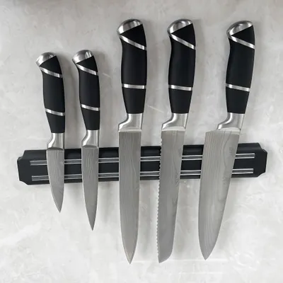Produktbild von YRHome 6 teilig Edelstahl Kochmesserset Küchenmesser Set mit Kochmesser Brotmesser Fleischmesser Schälmesser Magnetischer Messerhalte