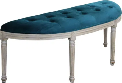 Immagine prodotto di Milani Home - panca in velluto blu e legno, stile vintage, 125 x 45 x 48 cm