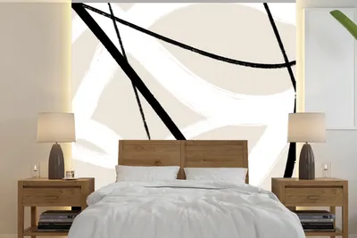 Produktbild von MuchoWow® Fototapete für Wohnzimmer oder Schlafzimmer Wandtapete Vinyl Motivtapete Linie - Abstrakt - Minimalismus - Pastell - 280x280 cm - Hintergrundbild