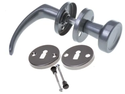 Produktbild von Aqbau® Türdrücker mit Türknopf & rosette BB | Knopfdrücker | Türknauf | Knauf (Graphit)