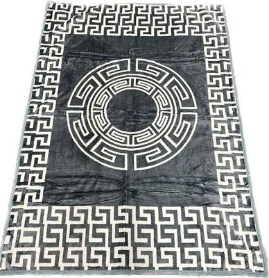 Produktbild von Almina Decke 160x220cm 1 Person Dunkelgrau-Weiß Muster Tagesdecke Kuscheldecke Wohndecke Fleecedecke Bettdecke Motiv 7