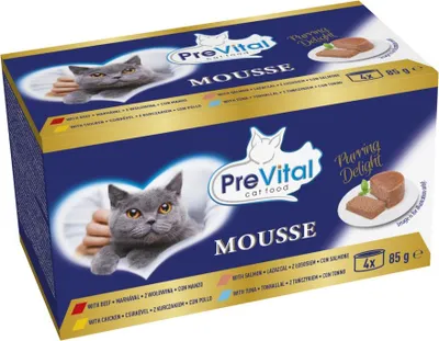 Obrázok produktu pre PreVital 85 konzerva pre mačky 4x85g hov, kura, tuniak, losos