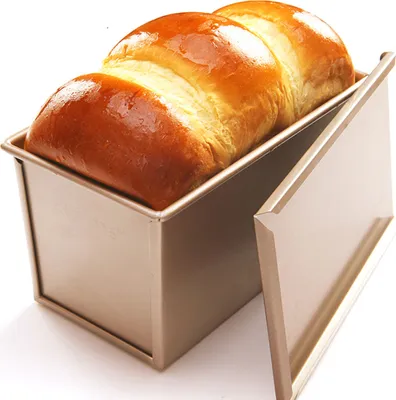 Produktbild von CANDeal für450g Teig Toast Brot Backform Gebäck Kuchen Brotbackform Mold Backform mit Deckel(Gold-Rechteck-Glatt)
