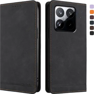 Obrázek produktu pro Pouzdro pro Xiaomi 15T, retroPolyuretankožené flip pouzdro s stojánkem a přihrádkami na karty Černý