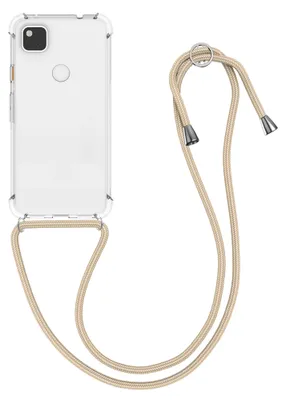 Produktbild von kwmobile Necklace Case kompatibel mit Google Pixel 4a Hülle - Silikon Cover mit Handykette - Band Handyhülle Gold