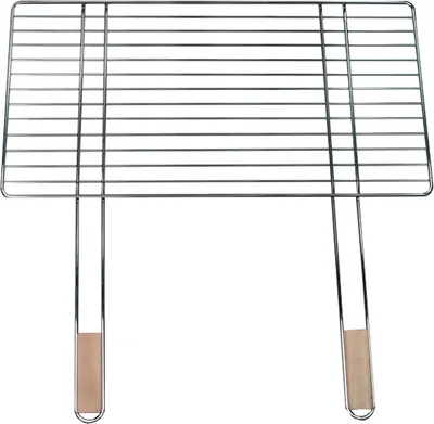 Produktbild von Grillrost 68x40cm mit 2 Holzgriffen Stahl verchromt Grillgitter Grillaufsatz Ersatzrost