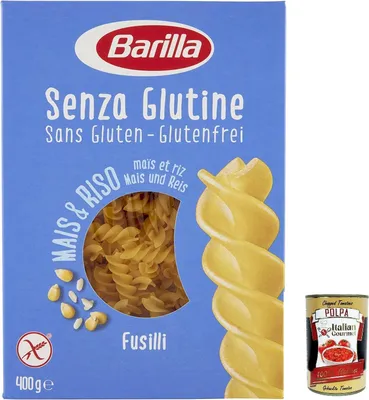 Produktbild von 10x Barilla Fusilli 400g senza Glutine Glutenfrei pasta nudeln aus Reis und Mais + Italian Gourmet polpa 400g