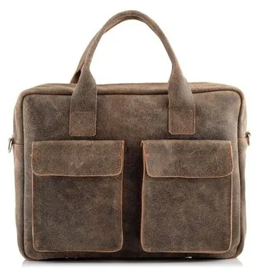 Image de Sacoche pour ordinateur portable Belveder en cuir véritable, pour ordinateur de 15,6 pouces, couleur beige, style vintage en daim, sac d'affaires, sac de travail, sac à bandoulière, modèle BV82