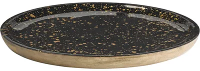 Produktbild von APS-Germany 01058, Servierplatte, Holz, Schwarz, Braun, Gold, Rund, 355 mm, 355 mm
