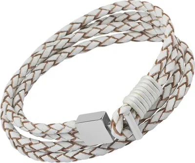 Produktbild von Weißes Unique Lederarmband mit Edelstahlverschluss LB0258