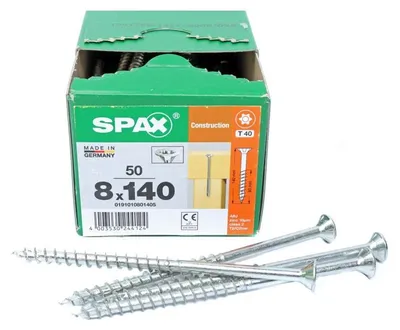 Productafbeelding van SPAX® 0191010801405 SPAX® Holzbauschrauben T40 Senkkopf WIROX 0191010801405 8 mm x 140 mm, 50 St.