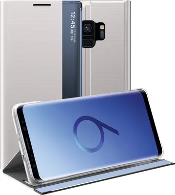 Produktbild von Galaxy S9 Hülle, LaimTop Slim Flip Leder Smart View Window Klappetui Schutzhülle mit Standfunktion für Samsung Galaxy S9 Silber