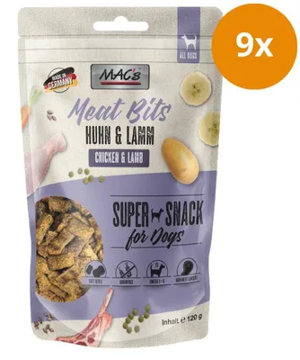 Obrázok produktu pre MAC's DOG Snack Mäsové kúsky Huhn & Lamm 120gx9