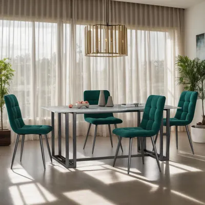 Immagine prodotto di INONEFT, set di 4 sedie da pranzo, sedie imbottite per la cucina con schienale, capacità di carico fino a 150 kg, adatte per soggiorno, cucina e sala da pranzo, in velluto, color verde scuro