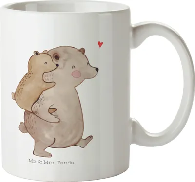 Produktbild von Mr. & Mrs. Panda Plastikbecher Papa Bär - Weiß - Geschenk, Mehrwegbecher, Henkelbecher, Trinklernbecher, Geburtstag, Vatertag, Papi, Kinderbecher, Pott, Muttertag, Onkel