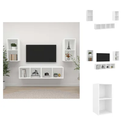 Immagine prodotto di vidaXL Mobili TV a parete 4 pz. Materiale bianco a base di legno - Mobili TV