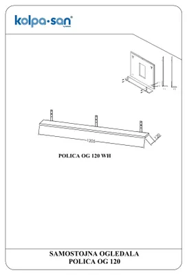 Produktbild von Kolpa SPIEGEL/ZUBEHÖR Ablage für rechteckigen Spiegel mit Konsole Ablage OG 120 WH