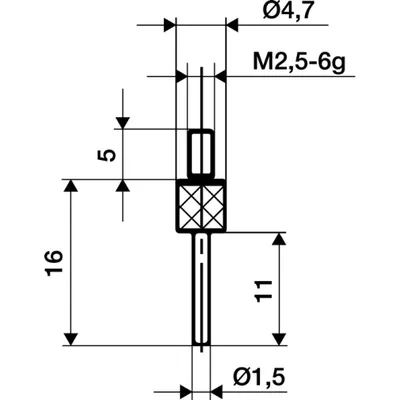 Productafbeelding van Käfer-beursinzetstuk D.1,5 mm L.30 mm pen staal F.meetklokken
